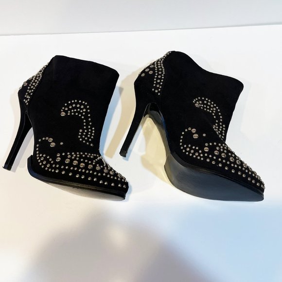 ZARA Studded Boots Faux Suede Trafaluc High Heel Size 7.5 - Picture 6 of 8